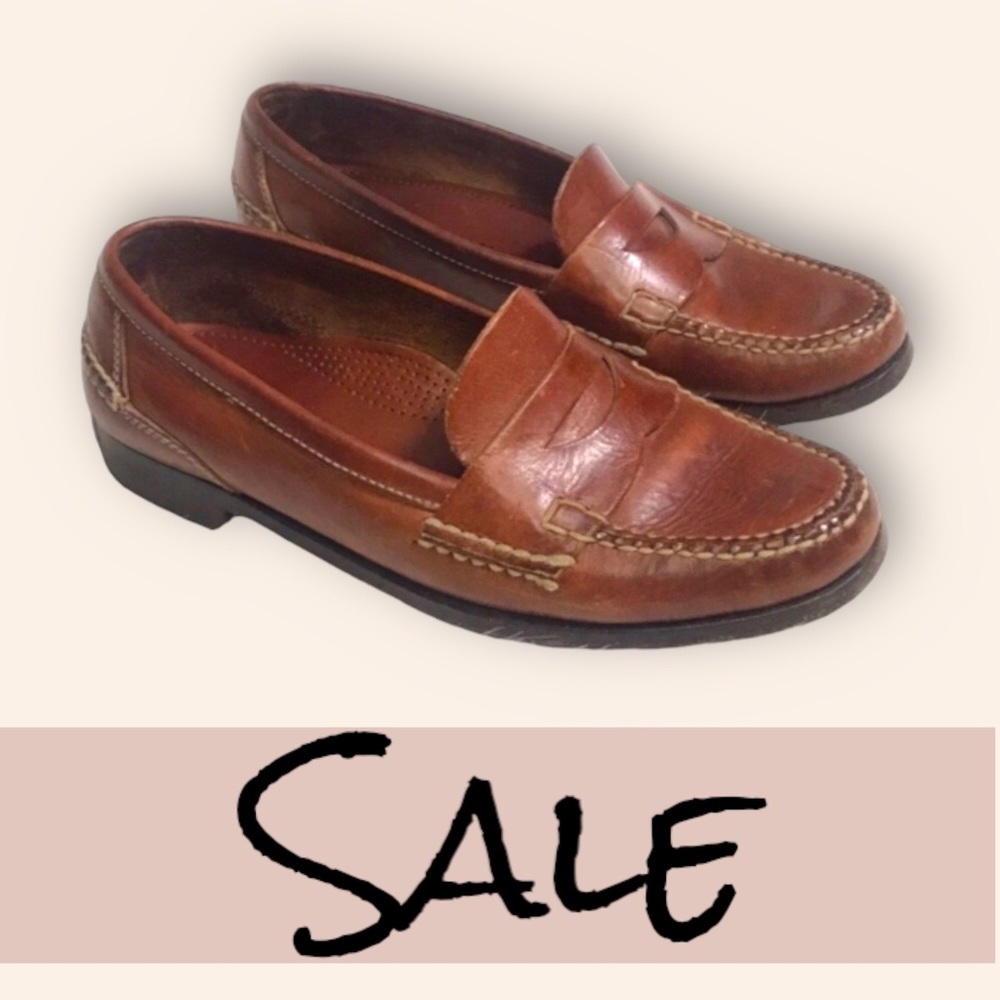 Cole Haan Brown Leather Penny Loafers Flats Business Shoes Hand Sewn 9.5